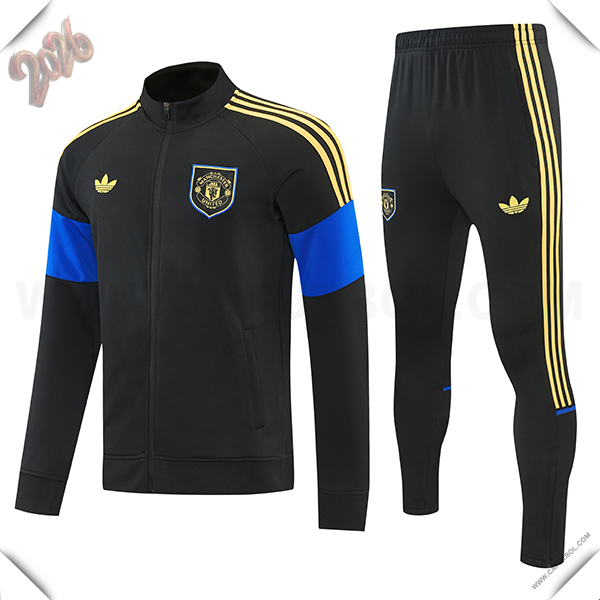 Chandal Chaquetas de Futbol Manchester United Negro/Amarillo/Azul 2026/2027