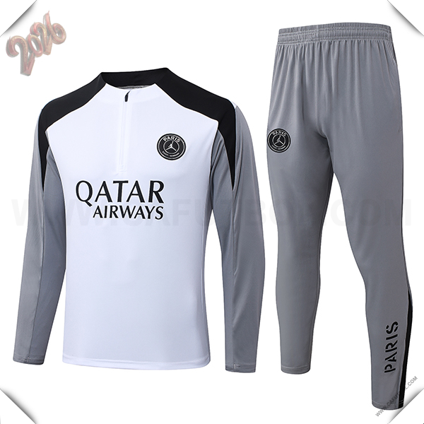 Chandal de Futbol PSG Blanco/Gris/Negro 2026/2027