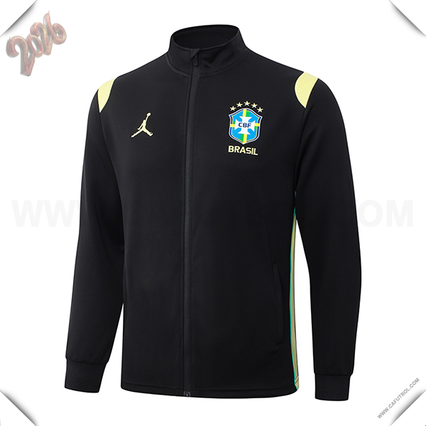 Chaquetas Futbol Brasil Negro/Amarillo 2026/2027