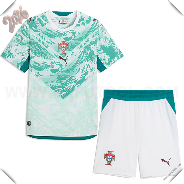 Nuevo Camiseta Equipo de Portugal Segunda Ninos Copa Mundial 2026
