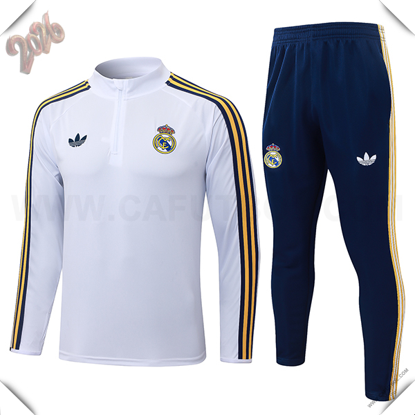 Chandal de Futbol Real Madrid Blanco/Amarillo/Negro 2026/2027