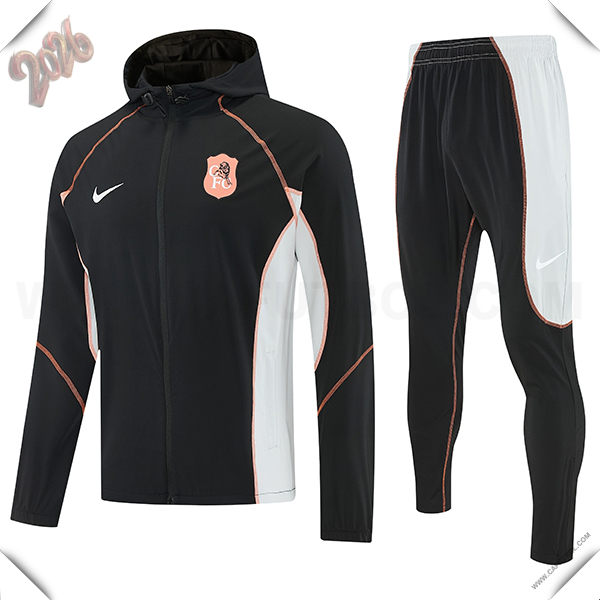 Chaqueta Con Capucha Chandal Rompevientos FC Chelsea Negro/Blanco 2026/2027
